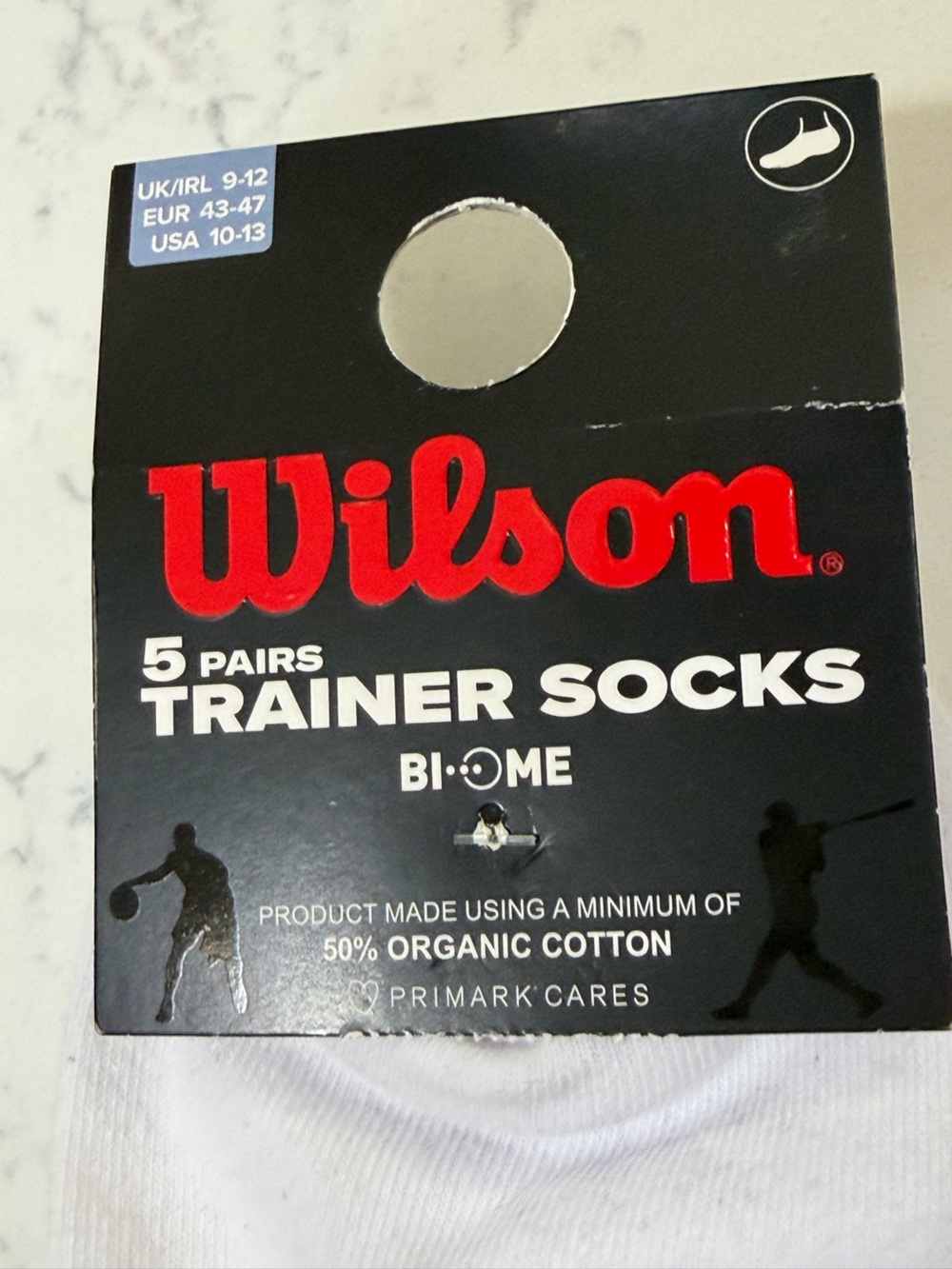 Wilson White Athletic Trainer Socks with Black Logo - 5 Pack - Picture 6 of 7